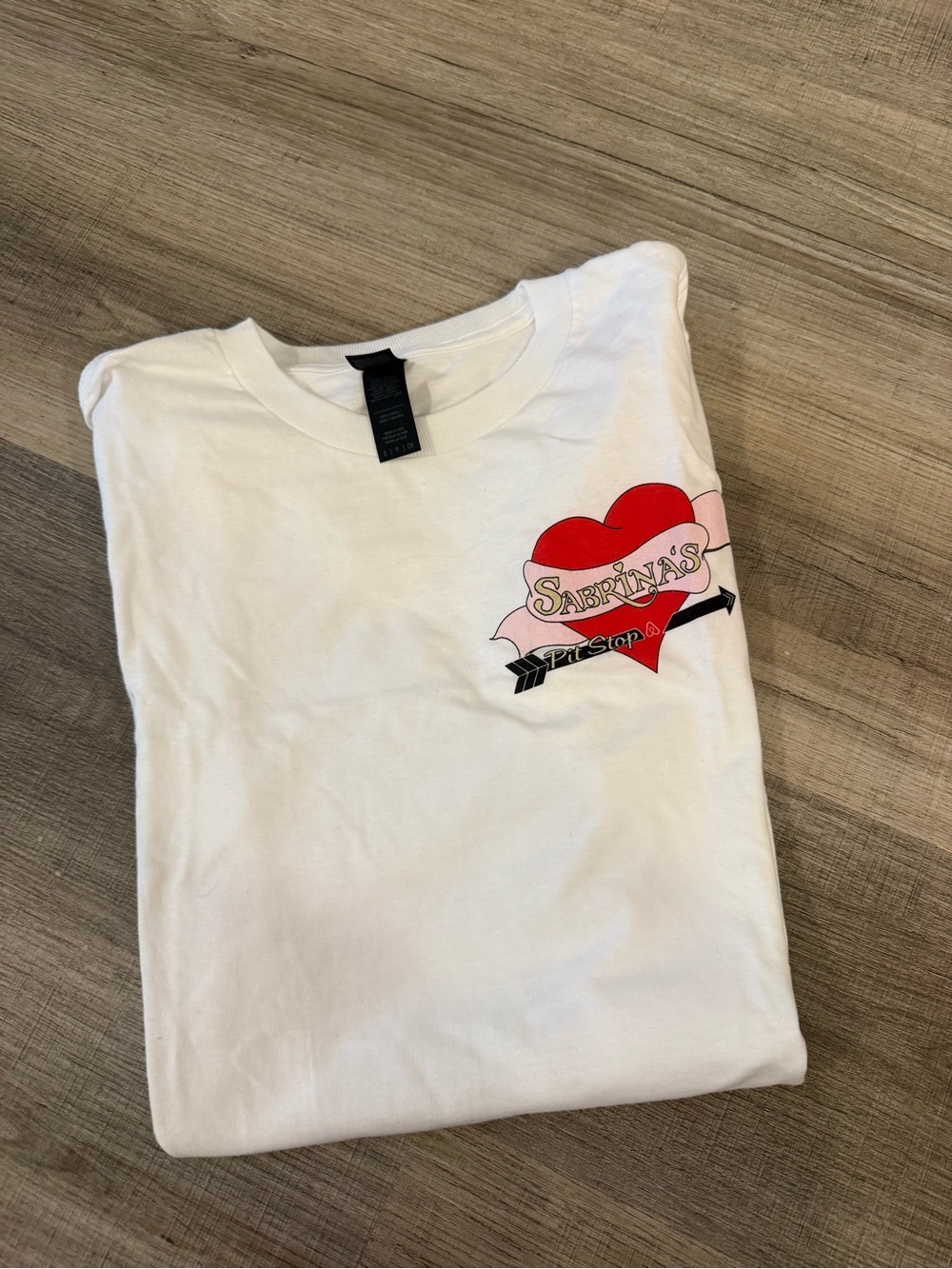 Sabrina carpenter pit stop Graphic Tee with Red Heart Design
